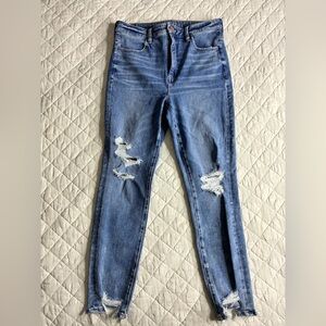 American Eagle Outfitters Blue Ripped Skinny Jeans